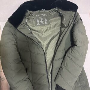 Nautica Women's Green Quilted Puffer Jacket